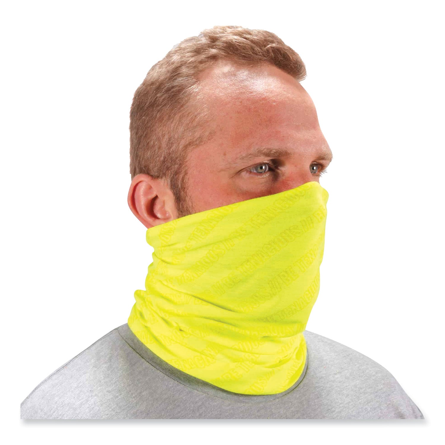 Ergodyne 6485 Multi-Band Face Cover, Lime, Fabric/Polyester, One Size, 1 Each