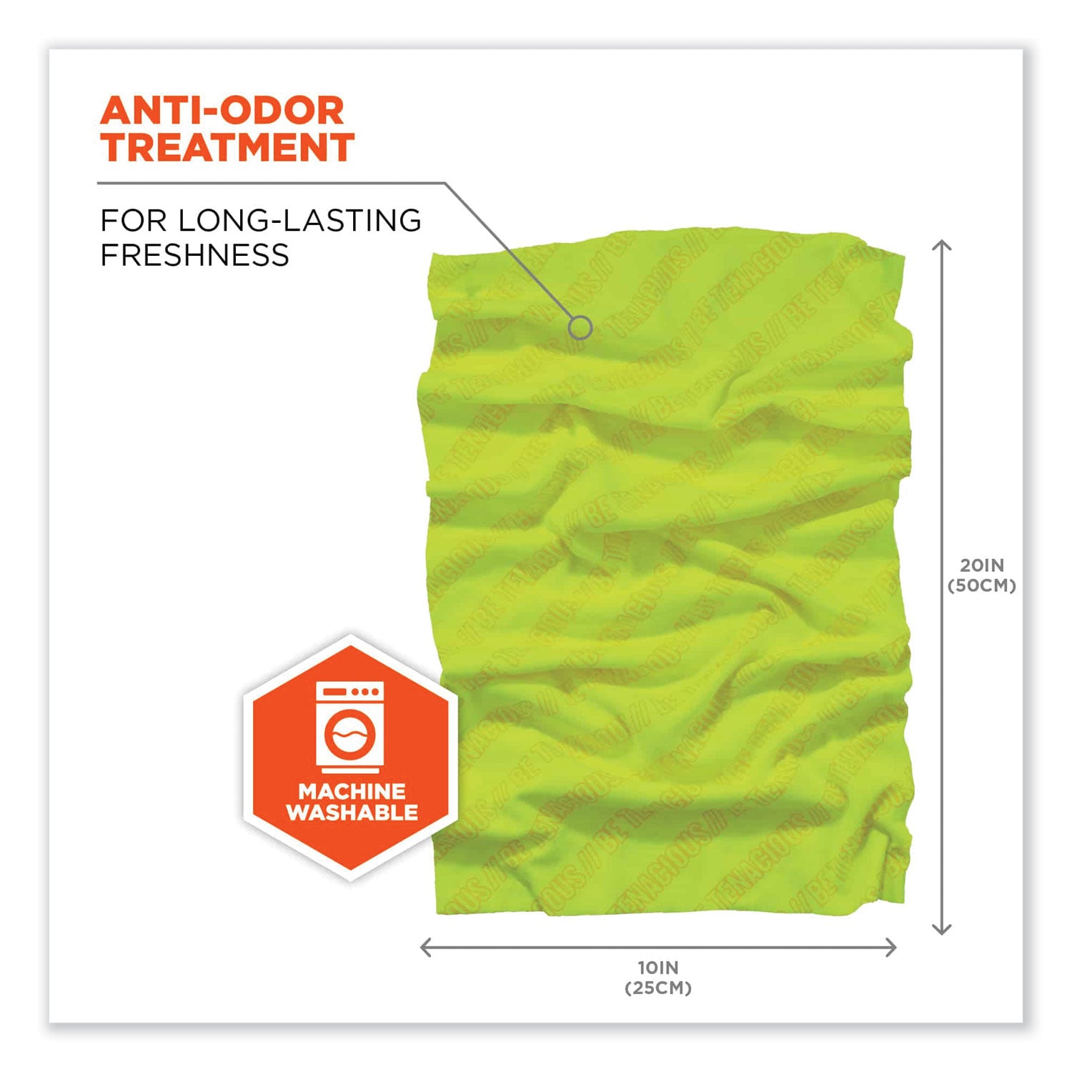 Ergodyne 6485 Multi-Band Face Cover, Lime, Fabric/Polyester, One Size, 1 Each
