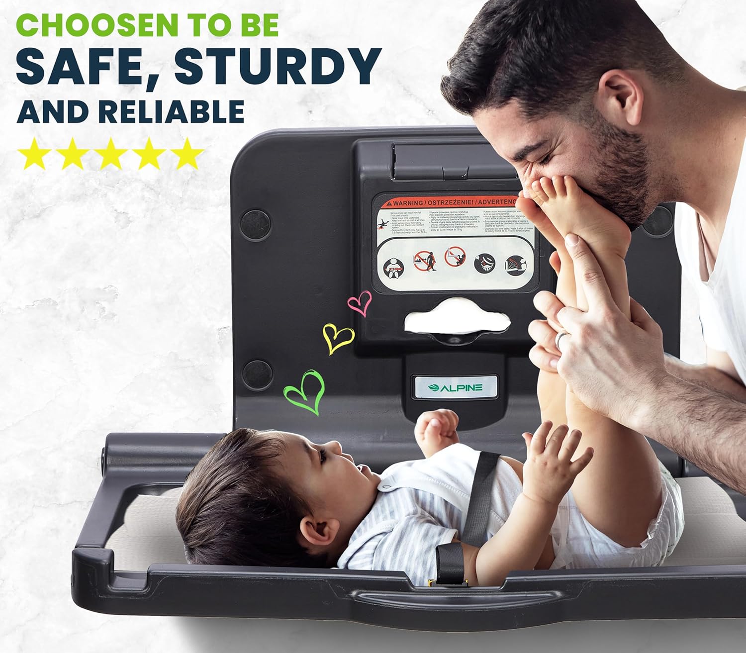 Alpine Industries Black Horizontal Baby Changing Station