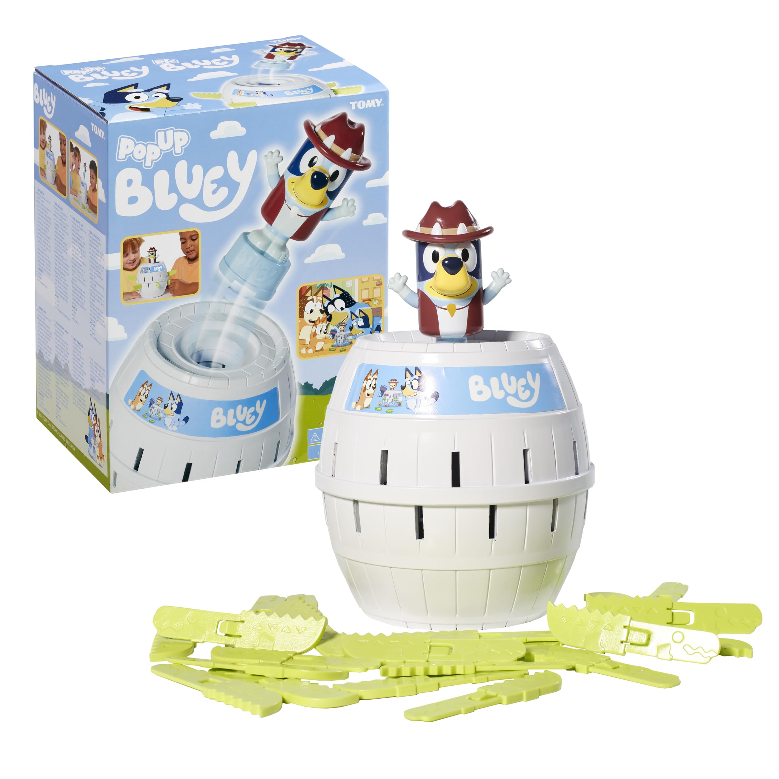 TOMY Pop Up Bluey Kids Game- Family and Preschool Games for Family Game Night - Winter Break Activities- Girls and Boys Games - 2-4 Players - Ages 4 Years and Up