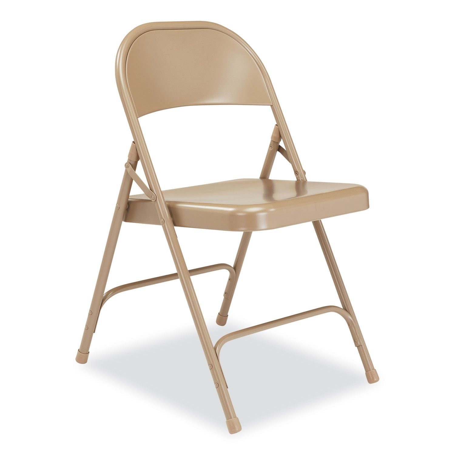 NPS® 50 Series All-Steel Folding Chair, Pack of 4, Surface Color: Beige, Frame Color: Beige