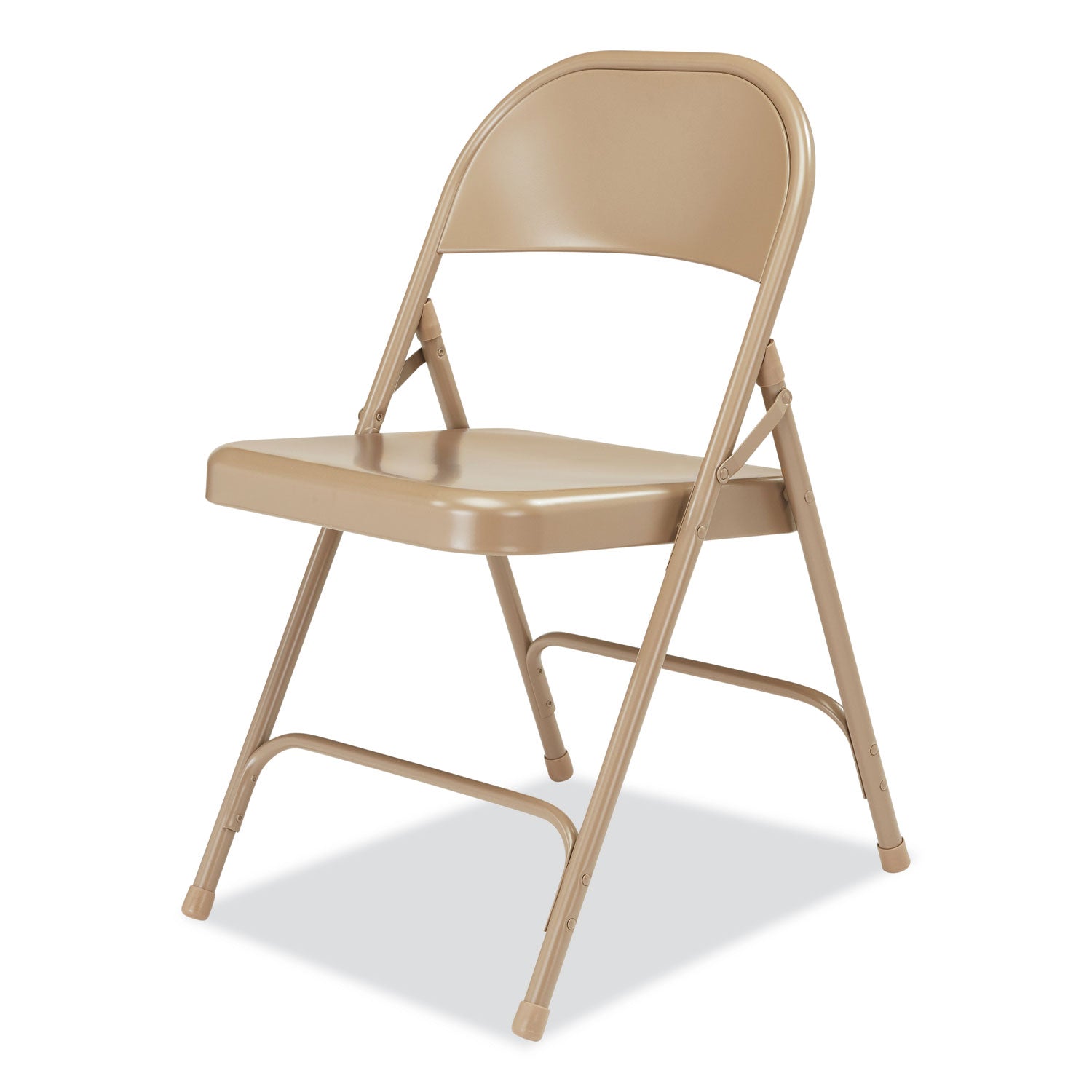 NPS® 50 Series All-Steel Folding Chair, Pack of 4, Surface Color: Beige, Frame Color: Beige