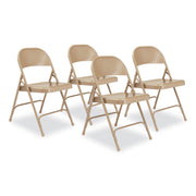 NPS® 50 Series All-Steel Folding Chair, Pack of 4, Surface Color: Beige, Frame Color: Beige