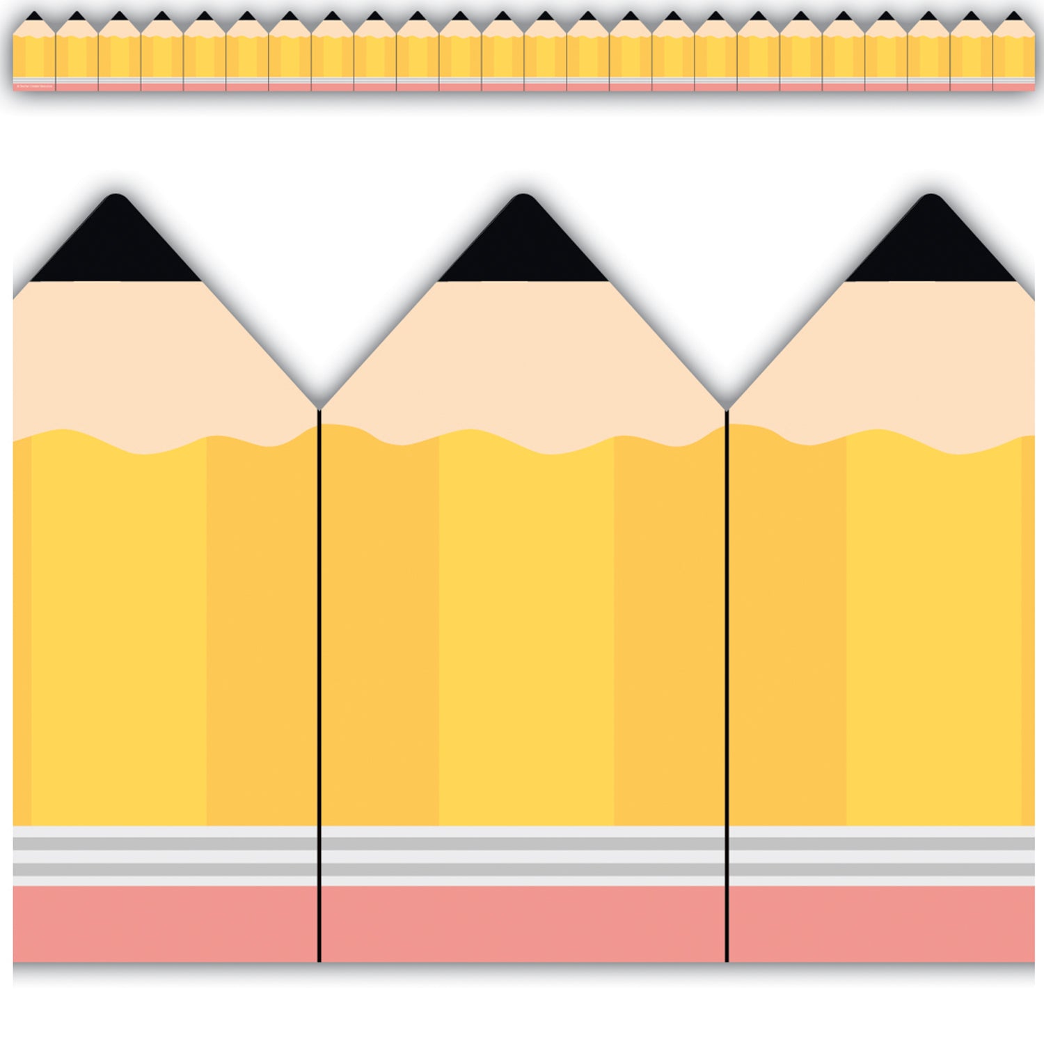 Yellow Pencils Die-Cut Decorative Border Trim, 35 ft