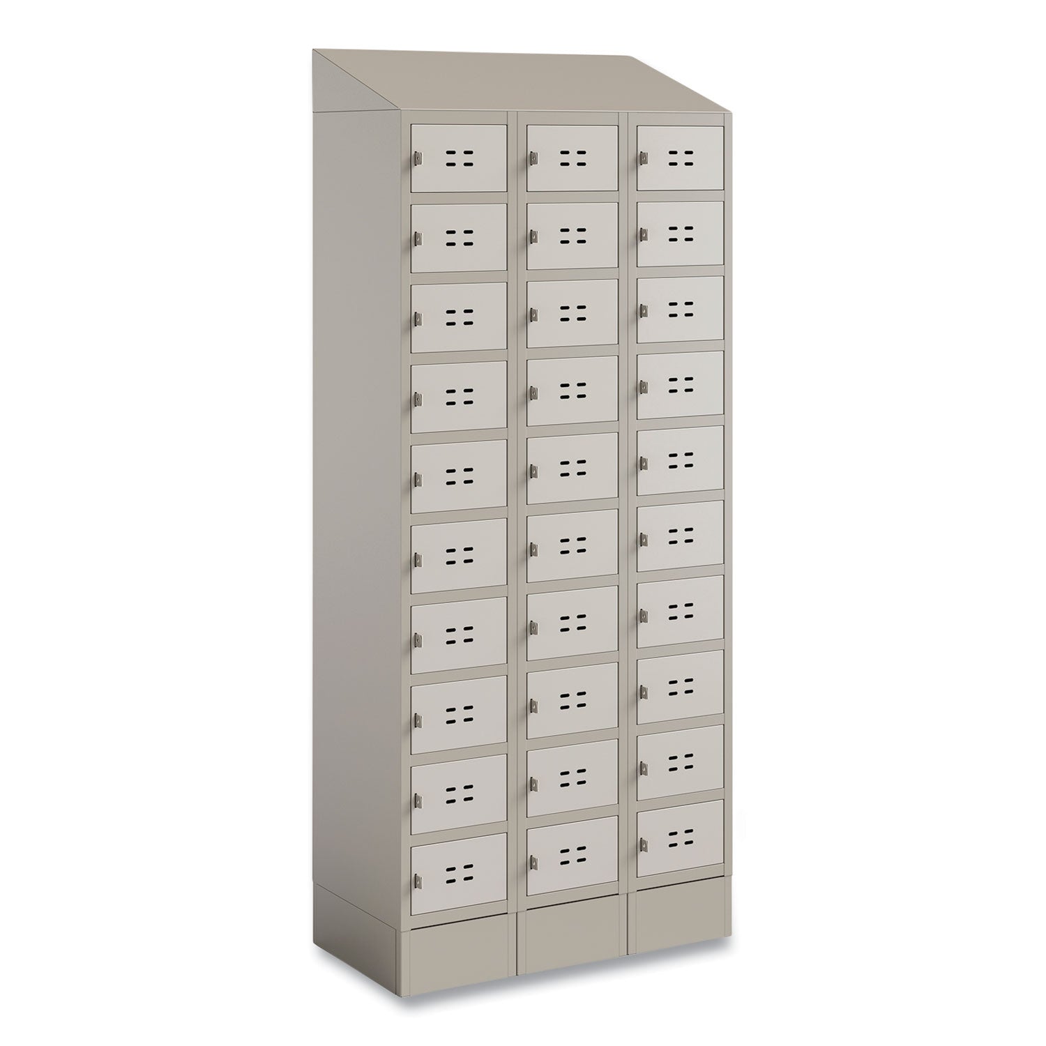 Triple Sloped Metal Locker Hood Addition, 36w x 18d x 6h, Tan