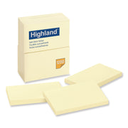 Highland Self-sticking Notepads - 1200 - 3" Flag/Note Width x 5" Flag/Note Length - Rectangle - 100 Sheets per Pad - Unruled - Yellow - Paper - Self-adhesive, Repositionable - 1 Pack