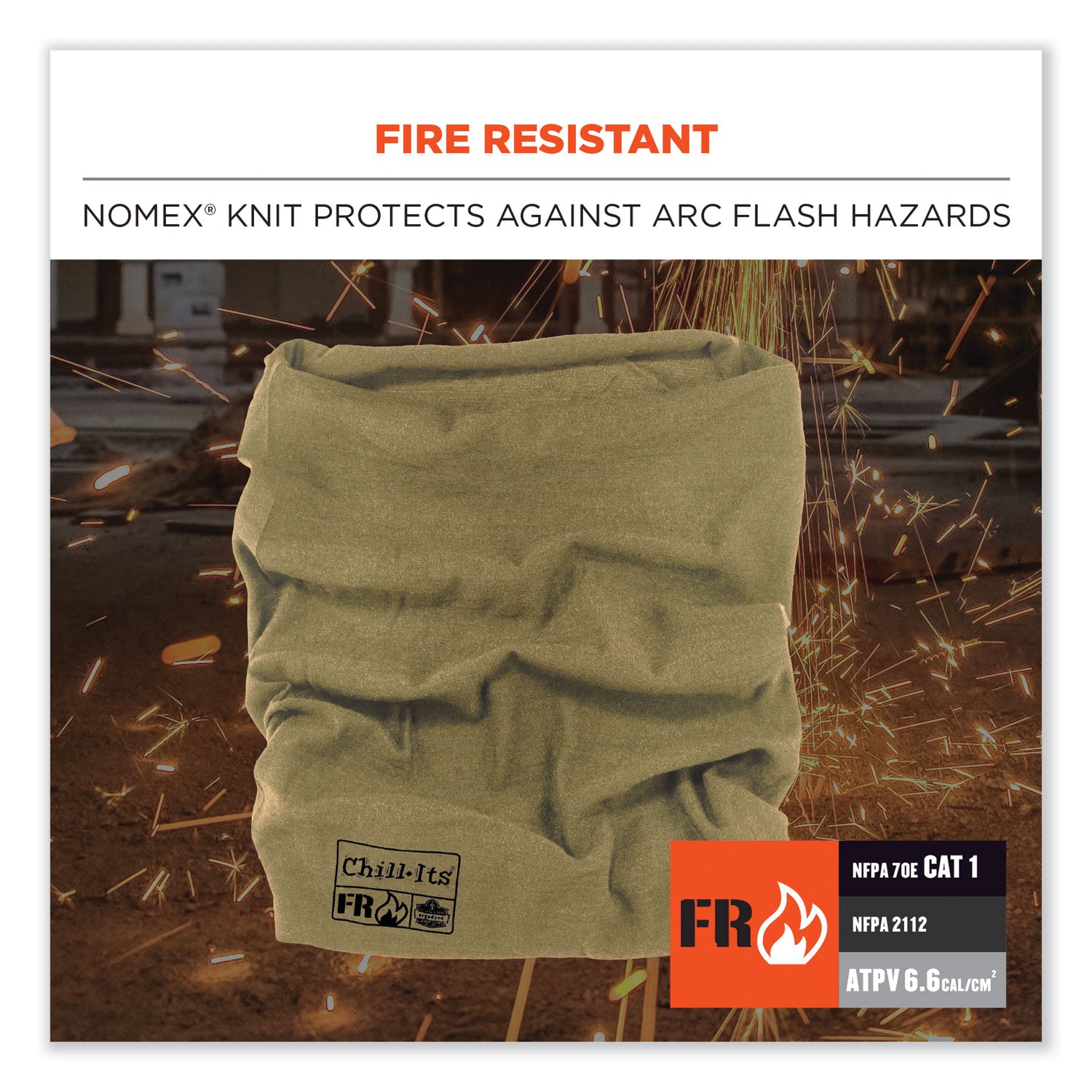 Chill-Its 6486 FR Multi-Band, Nomex, One Size Fits Most, Khaki