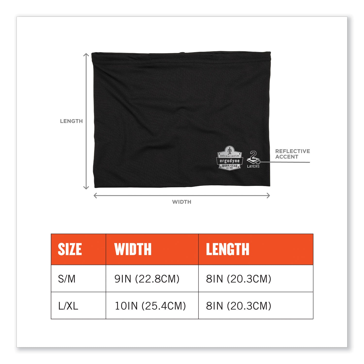 Ergodyne Chill-Its 6489 2-Layer Cooling Multi-Band, 2XL/3XL, Black, Polyester/MicroFiber/Spandex, 1 Each