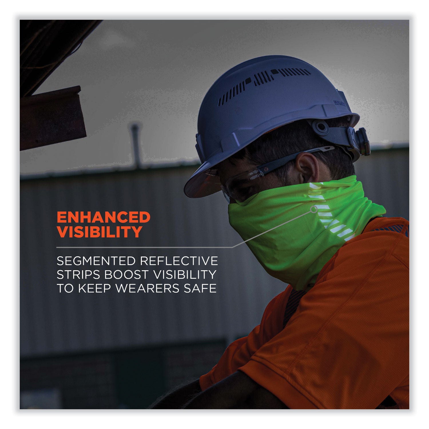 Ergodyne Chill-Its 6487R Cooling Multi-Band, Lime, Fabric/Polyester/Microfiber/Spandex, Knit, Moisture Wicking, Wind & UV Resistant, Anti-odor, Stretchable, High Visibility, Reflective Accent, 1 Each