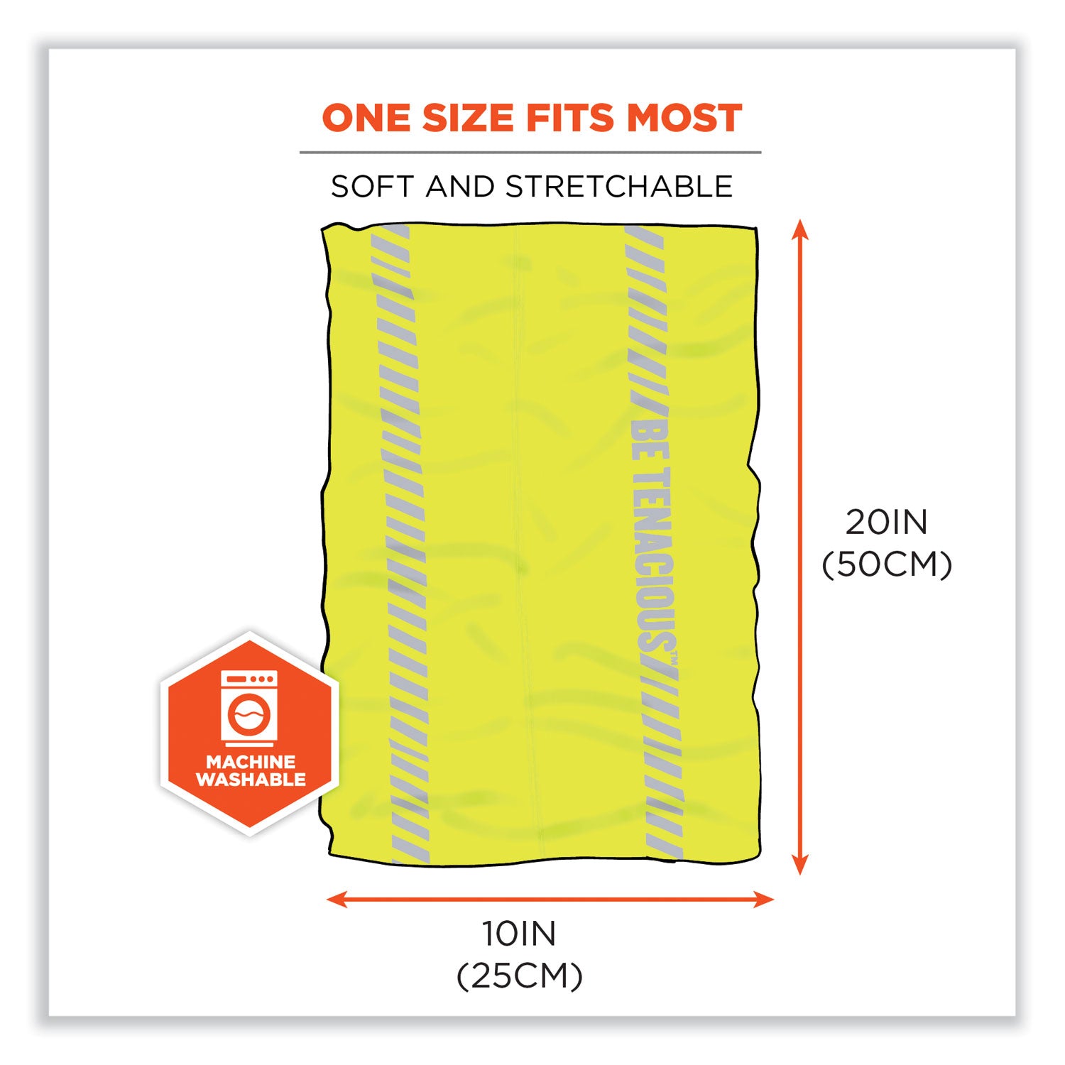 Ergodyne Chill-Its 6487R Cooling Multi-Band, Lime, Fabric/Polyester/Microfiber/Spandex, Knit, Moisture Wicking, Wind & UV Resistant, Anti-odor, Stretchable, High Visibility, Reflective Accent, 1 Each