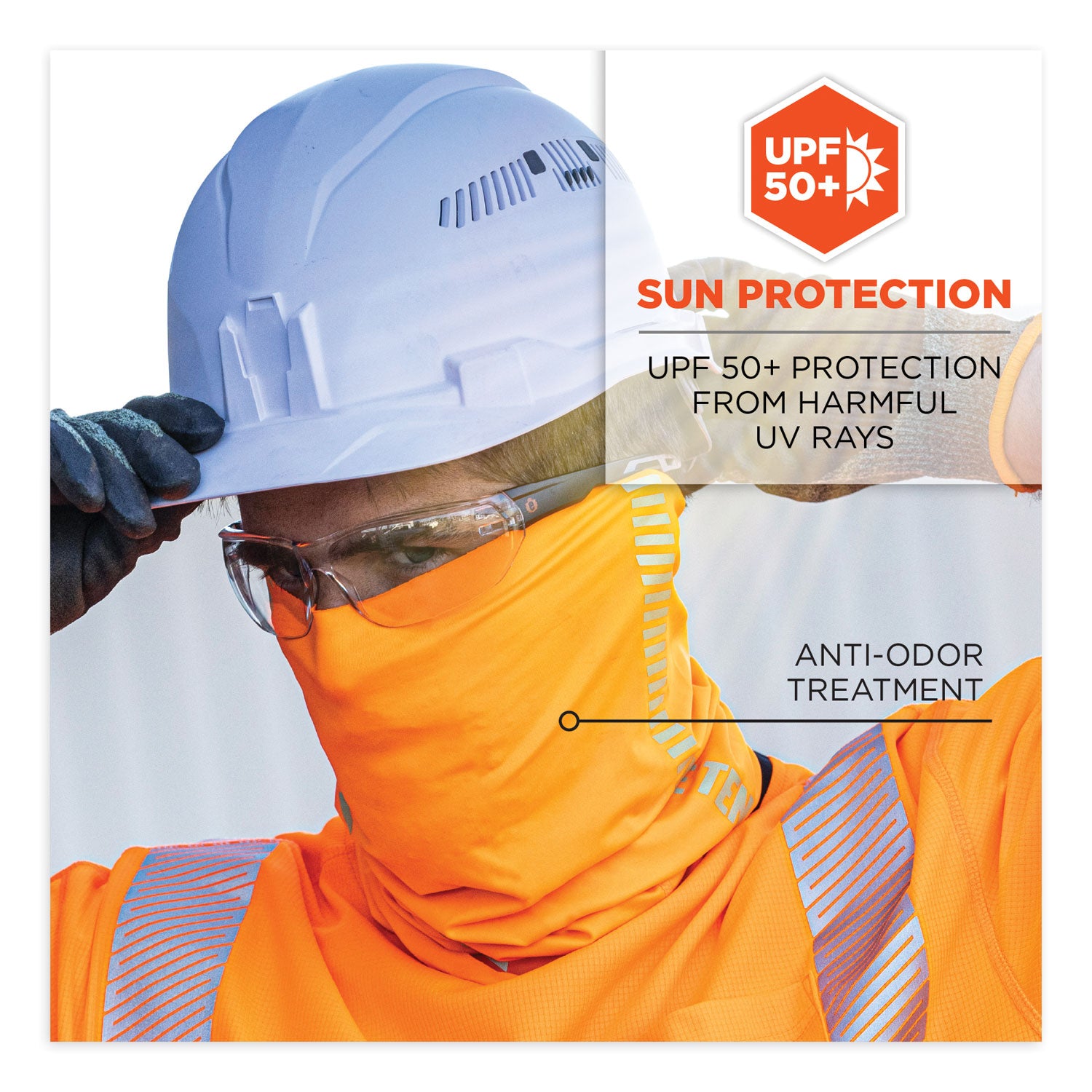 Ergodyne 6487 Cooling Multi-Band, Orange, Fabric/Polyester/MicroFiber/Spandex, Reflective, Moisture Wicking, UV Resistant, Anti-odor, Stretchable, Lightweight, High Visibility, 1 Each