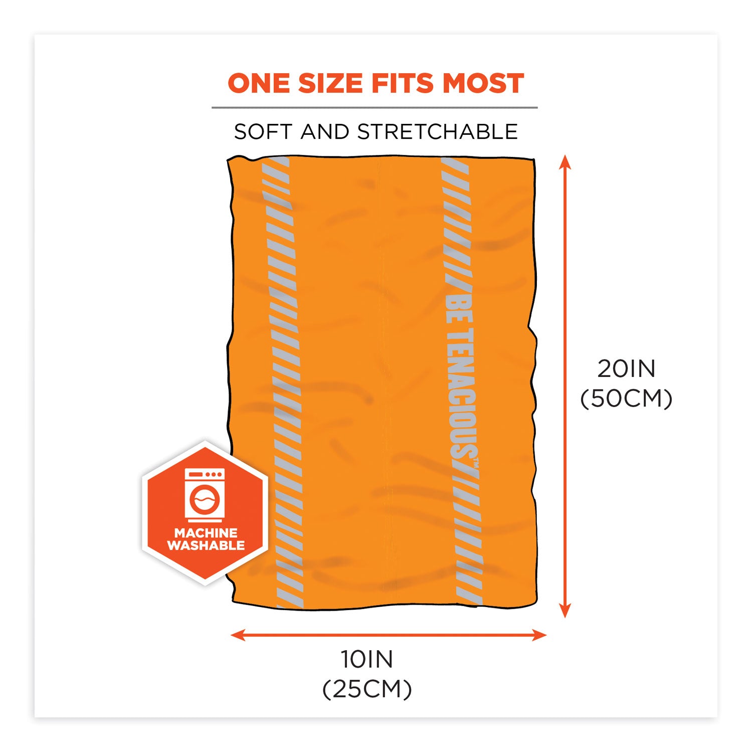 Ergodyne 6487 Cooling Multi-Band, Orange, Fabric/Polyester/MicroFiber/Spandex, Reflective, Moisture Wicking, UV Resistant, Anti-odor, Stretchable, Lightweight, High Visibility, 1 Each