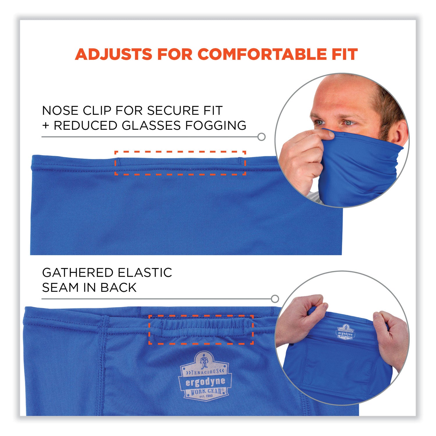 Ergodyne 6483 Cooling Neck Gaiter Bandana with Pocket, Small/Medium, Blue, Spandex/Polyester/MicroFiber, 1 Each