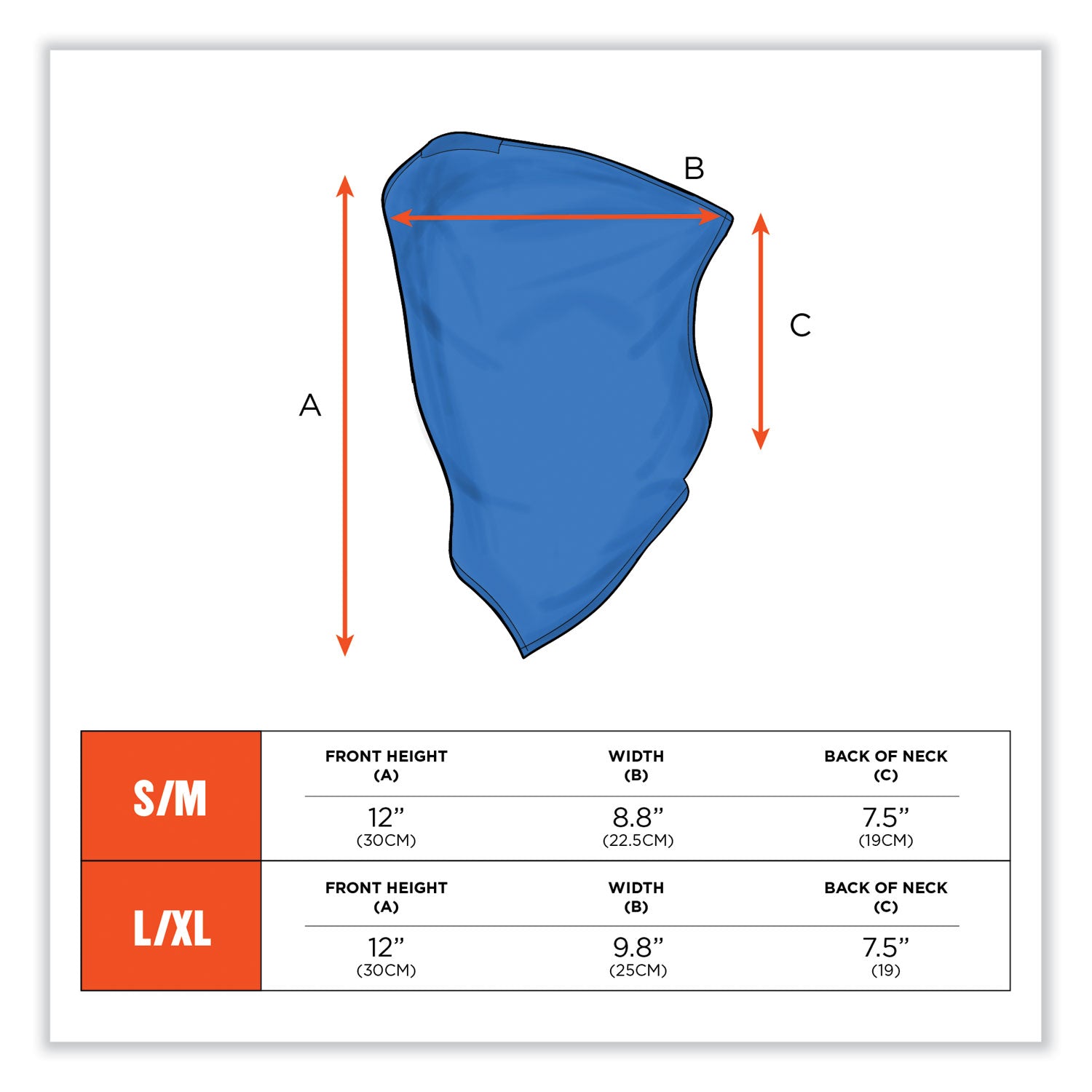 Ergodyne 6483 Cooling Neck Gaiter Bandana with Pocket, Small/Medium, Blue, Spandex/Polyester/MicroFiber, 1 Each