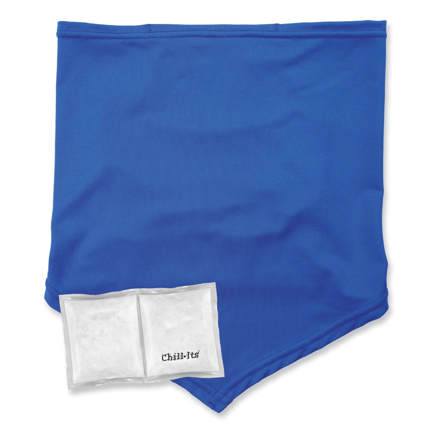 Ergodyne Chill-Its 6482 Cooling Neck Gaiter Bandana with Rechargeable Phase Change Ice Packs, Large/Extra Large, Blue, Spandex/Polyester/MicroFiber/Plastic, 1 Each