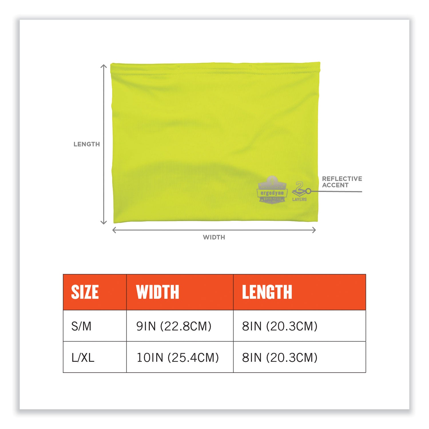 Ergodyne Chill-Its 6489 2-Layer Cooling Multi-Band, Small/Medium, Lime, Polyester/MicroFiber/Spandex, 1 Each