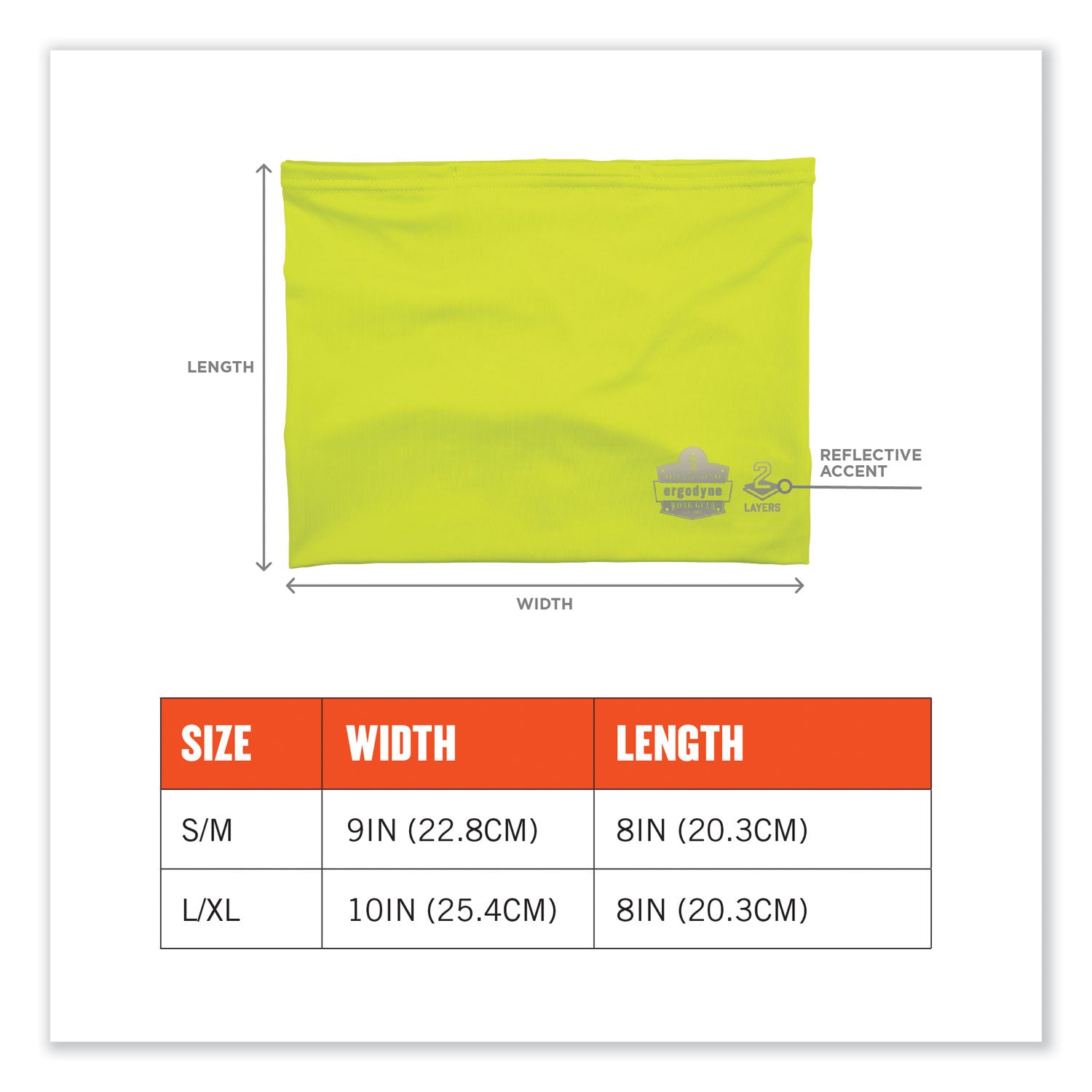 Ergodyne Chill-Its 6489 2-Layer Cooling Multi-Band, Large/XL, Lime, Polyester/Microfiber/Spandex, 1 Each