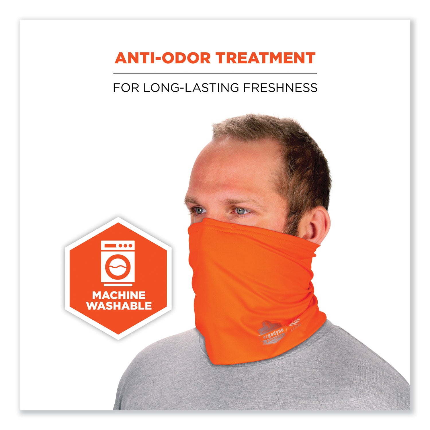 Ergodyne Chill-Its 6489 2-Layer Cooling Multi-Band, Small/Medium, Orange, Polyester/Microfiber/Spandex, 1 Each