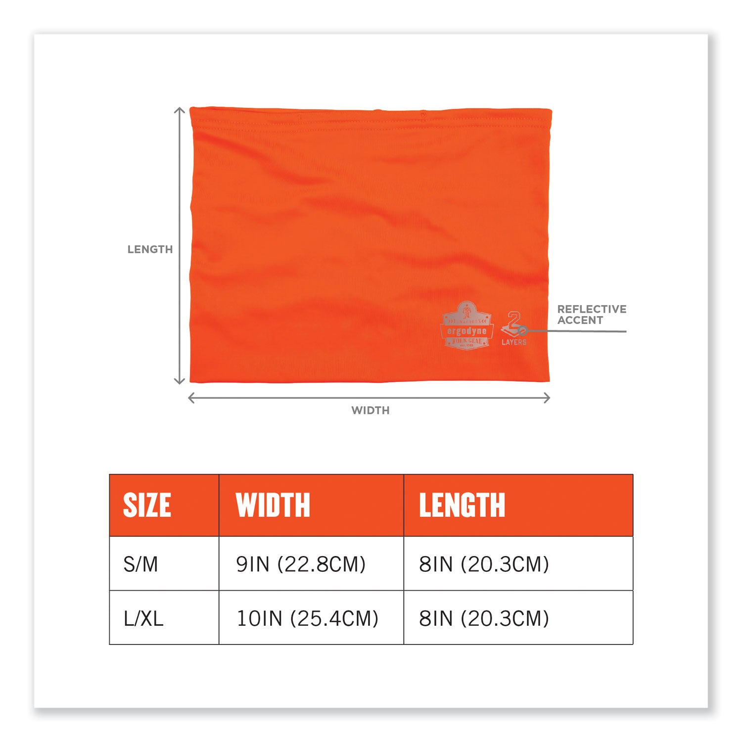 Ergodyne Chill-Its 6489 2-Layer Cooling Multi-Band, Small/Medium, Orange, Polyester/Microfiber/Spandex, 1 Each