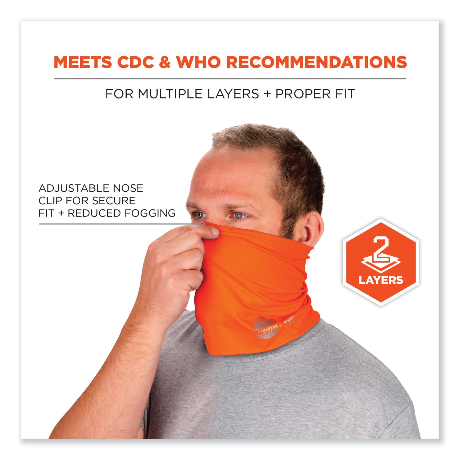 Ergodyne Chill-Its 6489 2-Layer Cooling Multi-Band, Large/XL, Polyester/MicroFiber/Spandex, Orange, 1 Each