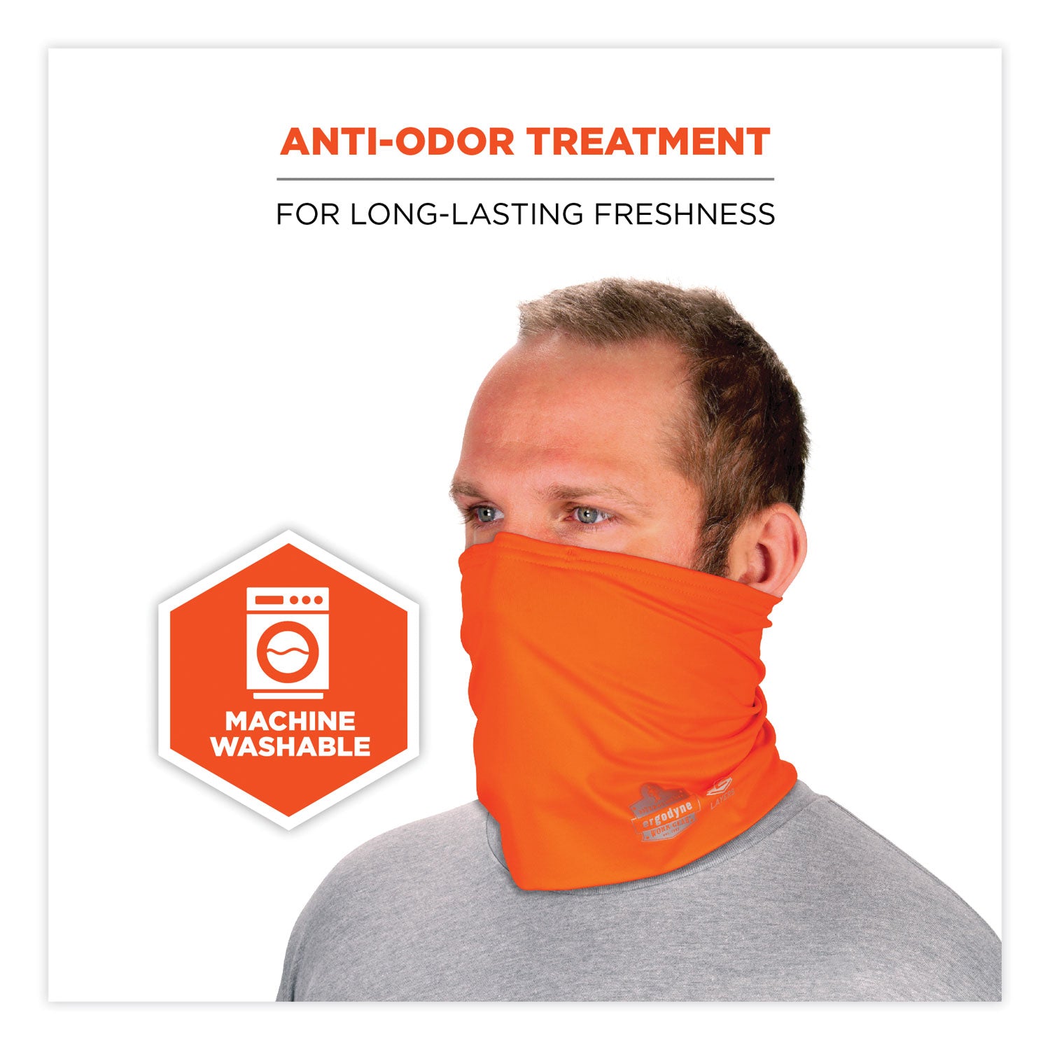 Ergodyne Chill-Its 6489 2-Layer Cooling Multi-Band, Large/XL, Polyester/MicroFiber/Spandex, Orange, 1 Each