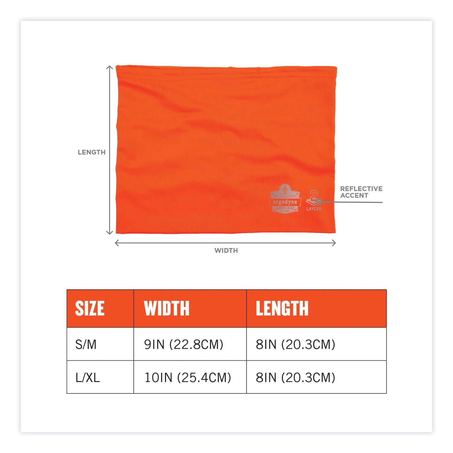 Ergodyne Chill-Its 6489 2-Layer Cooling Multi-Band, Large/XL, Polyester/MicroFiber/Spandex, Orange, 1 Each
