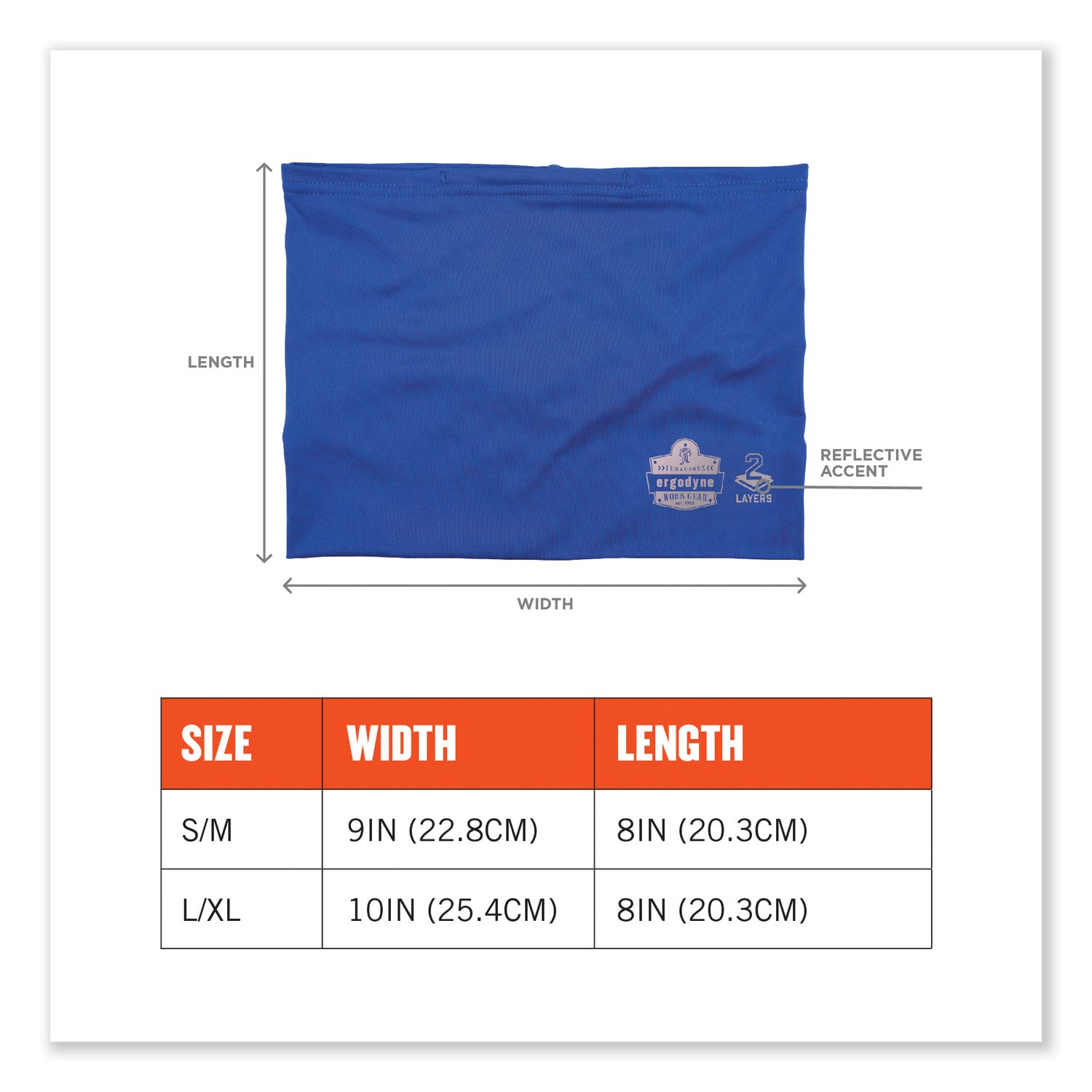 Ergodyne Chill-Its 6489 2-Layer Cooling Multi-Band, Small/Medium, Blue, Polyester/Microfiber/Spandex, 1 Each