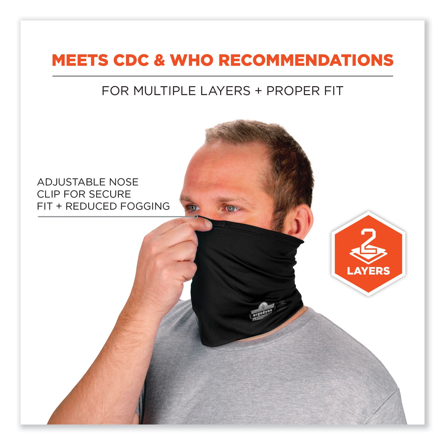 Ergodyne Chill-Its 6489 2-Layer Cooling Multi-Band, 2XL/3XL, Black, Polyester/MicroFiber/Spandex, 1 Each