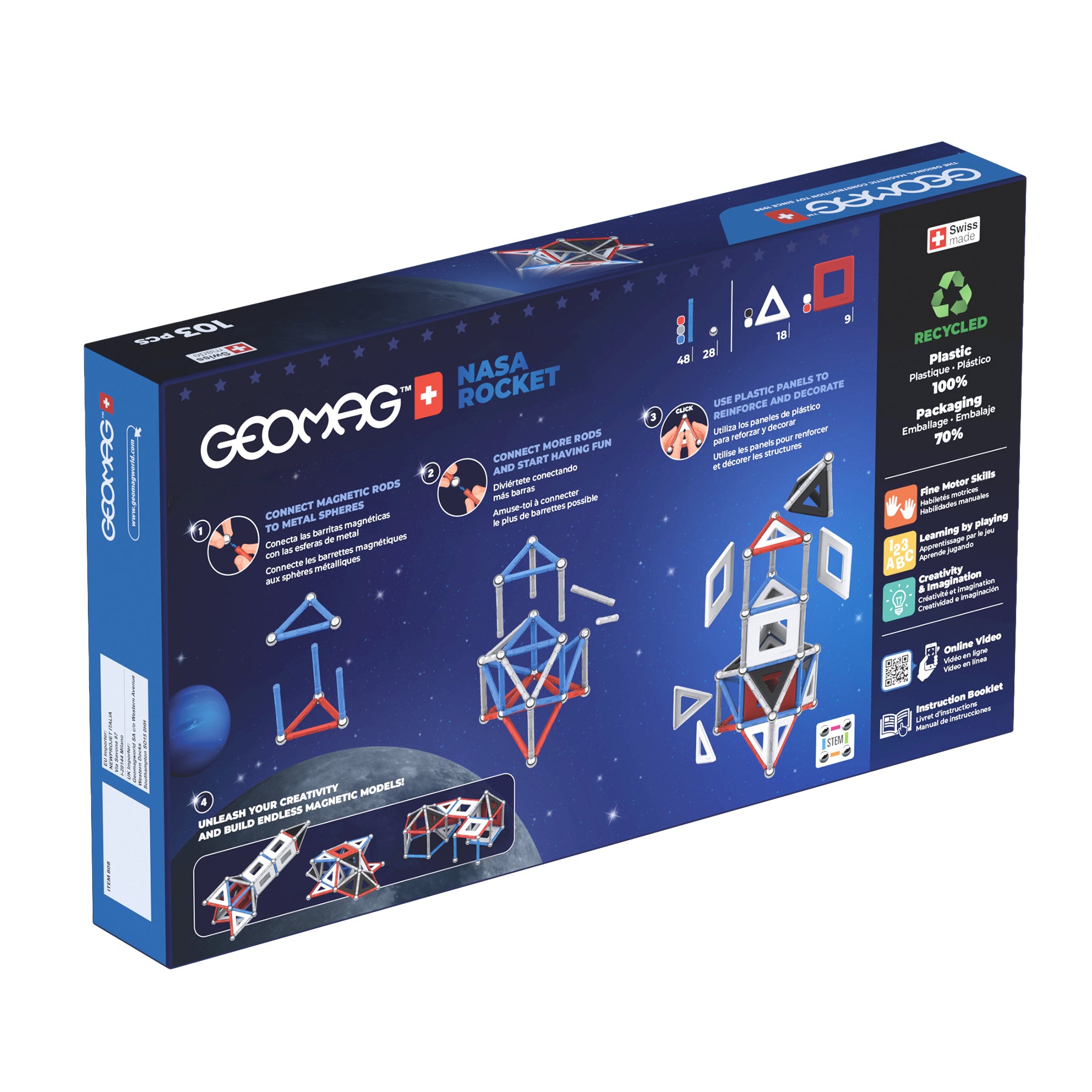 Geomag™ Classic Panels Magnetic Construction Set, NASA Rocket, 103 Pieces