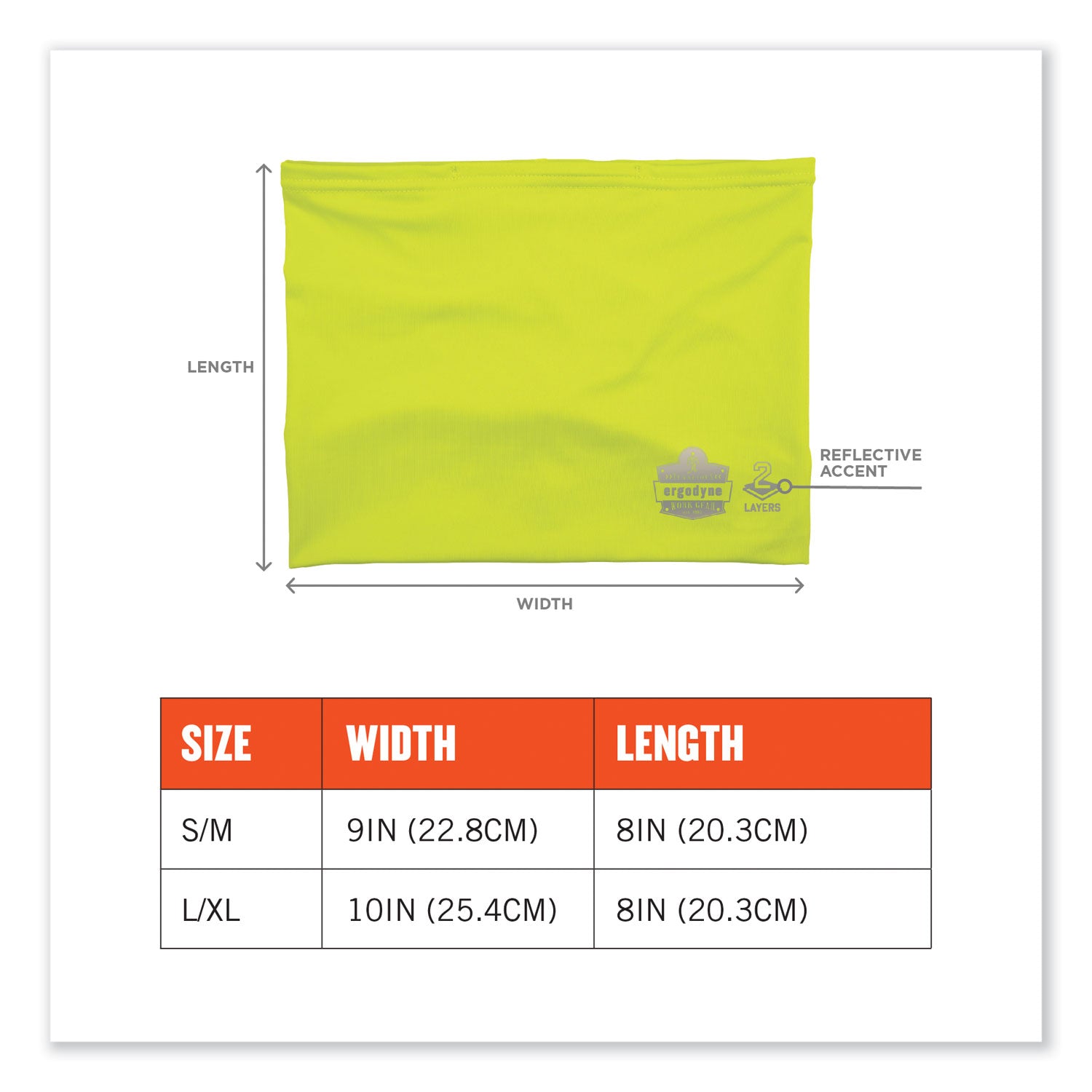 Ergodyne Chill-Its 6489 2-Layer Cooling Multi-Band, 2XL/3XL, Lime, Polyester/MicroFiber/Spandex, 1 Each