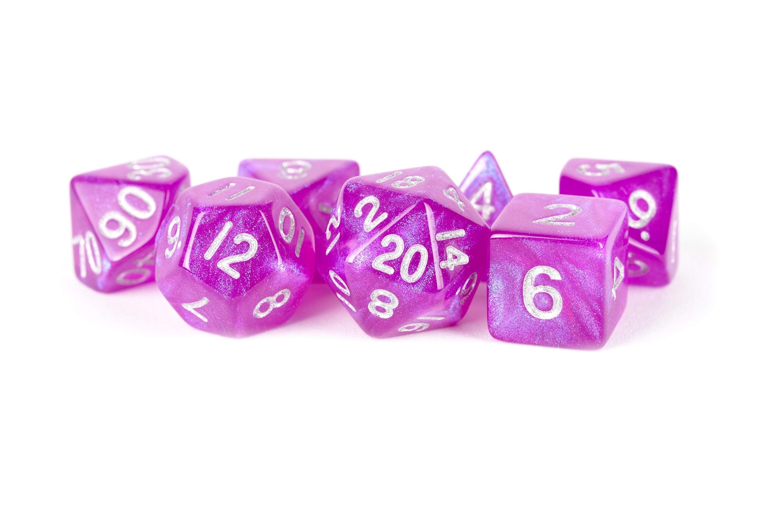 FanRoll 16mm Acrylic Polyhedral Dice Set: Stardust Purple