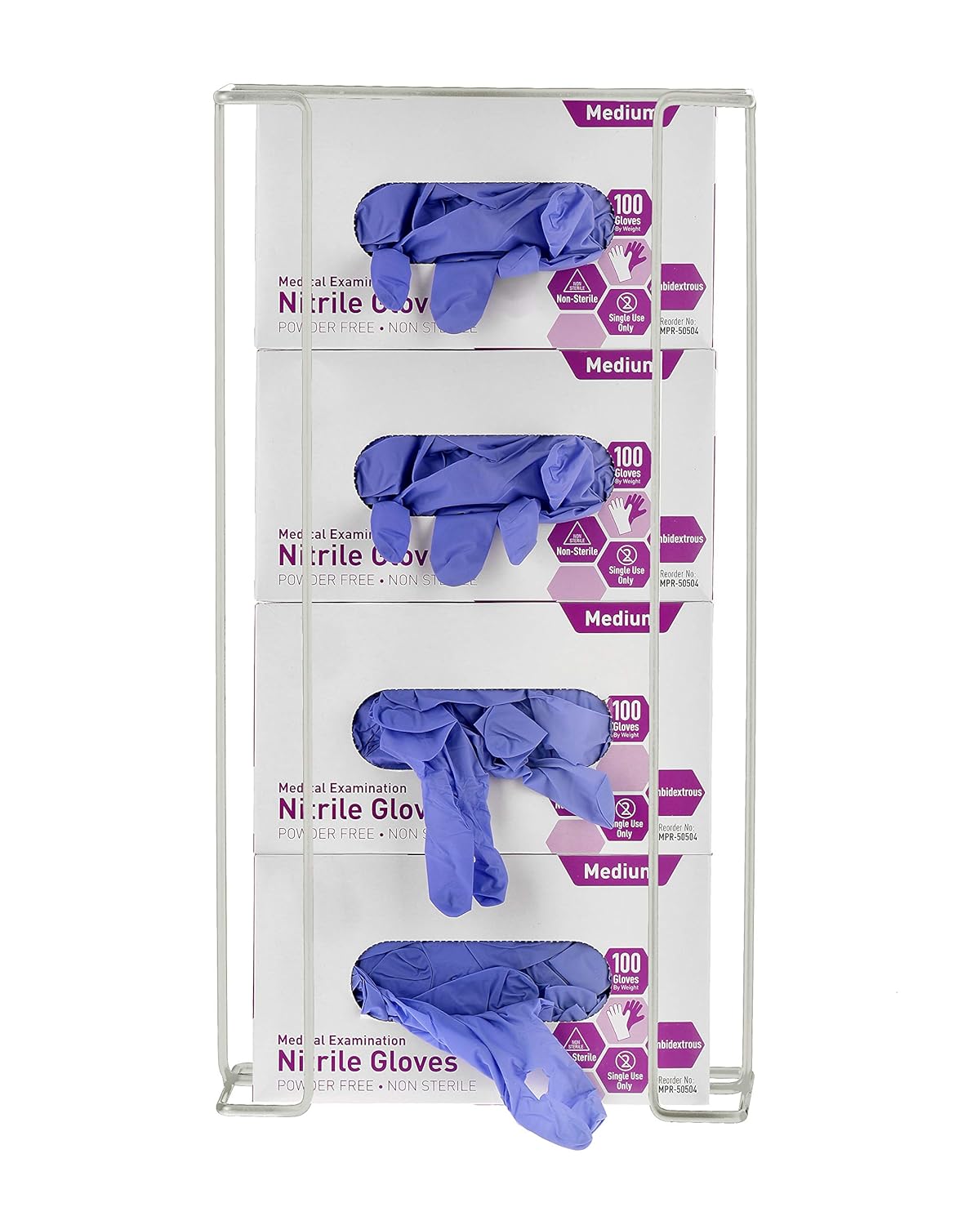 Quadruple Box Wire Wall Mount Glove Dispenser, White