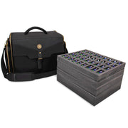 ENHANCE Portable Miniature Figure Storage & Carrying Case - 4 Foam Layers fits 108 Infantry Minis & Pick & Pluck for Large Figures - Book Sleeve & 2 Accessory Pockets for Measuring Tape, Dice & More