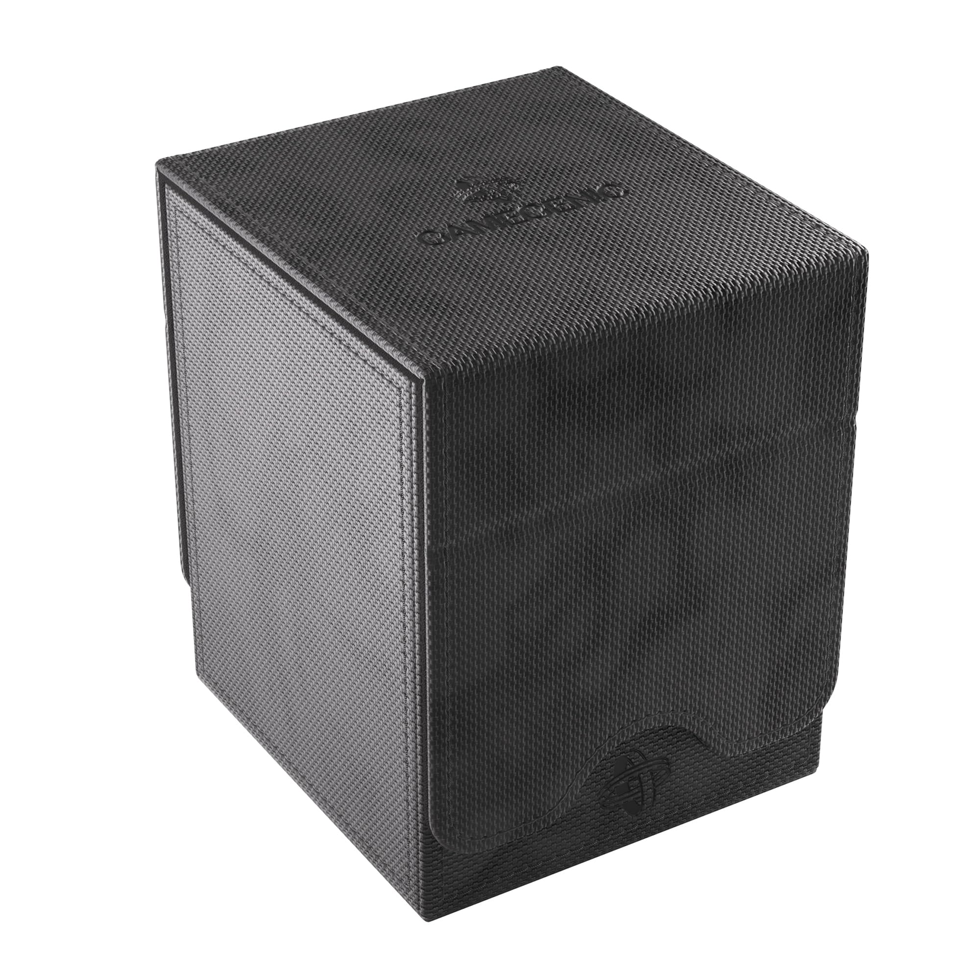 Gamegenic Squire Plus 100+ XL Convertible Deck Box - Holds 100 Double-Sleeved Cards! Premium Commander Card Case, Detachable Slide Card Case, Armorfyber Surface, Black Color, Made