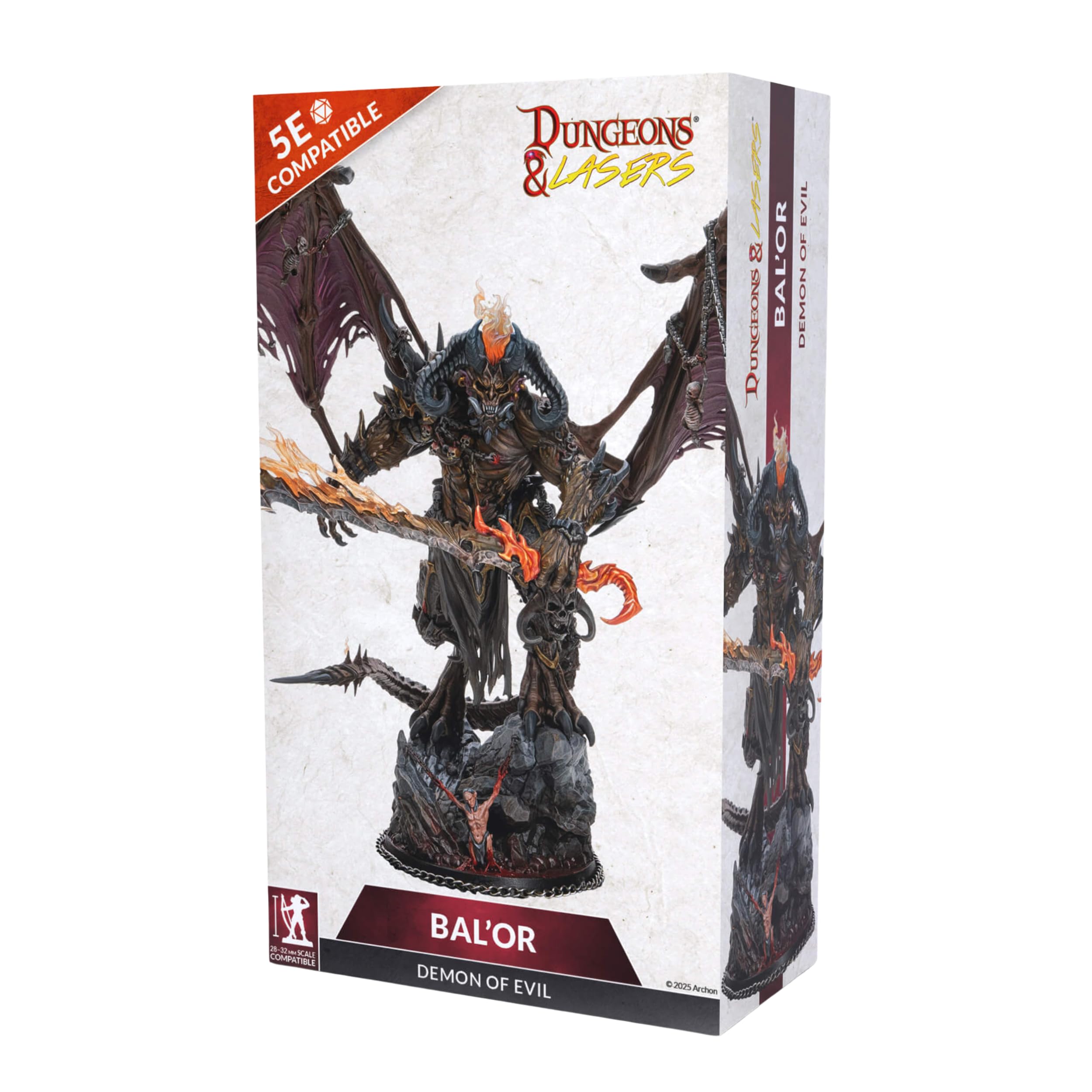 Dungeons & Lasers: Bal'or Demon of Evil Large DND Miniature - 220mm (8.6") Tall with Scenic Base - 5e Compatible - Painting and Assembly Required - for 14 Years +