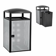 Alpine Industries Rugged 55-Gallon All Weather Trash Container with Door - Steel Panels