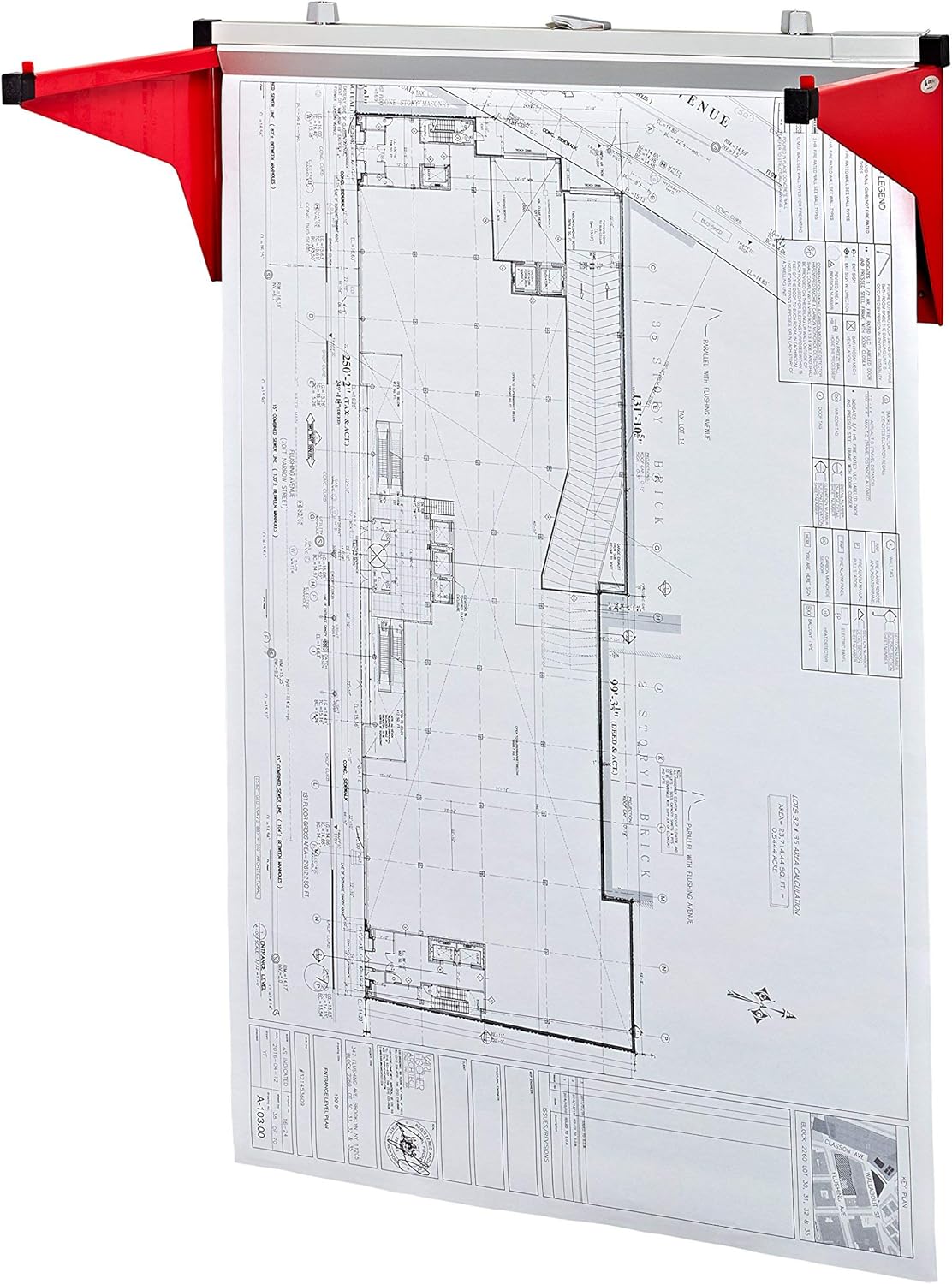 Drop Lift Wall Rack for Blueprints, Red (2 pack)