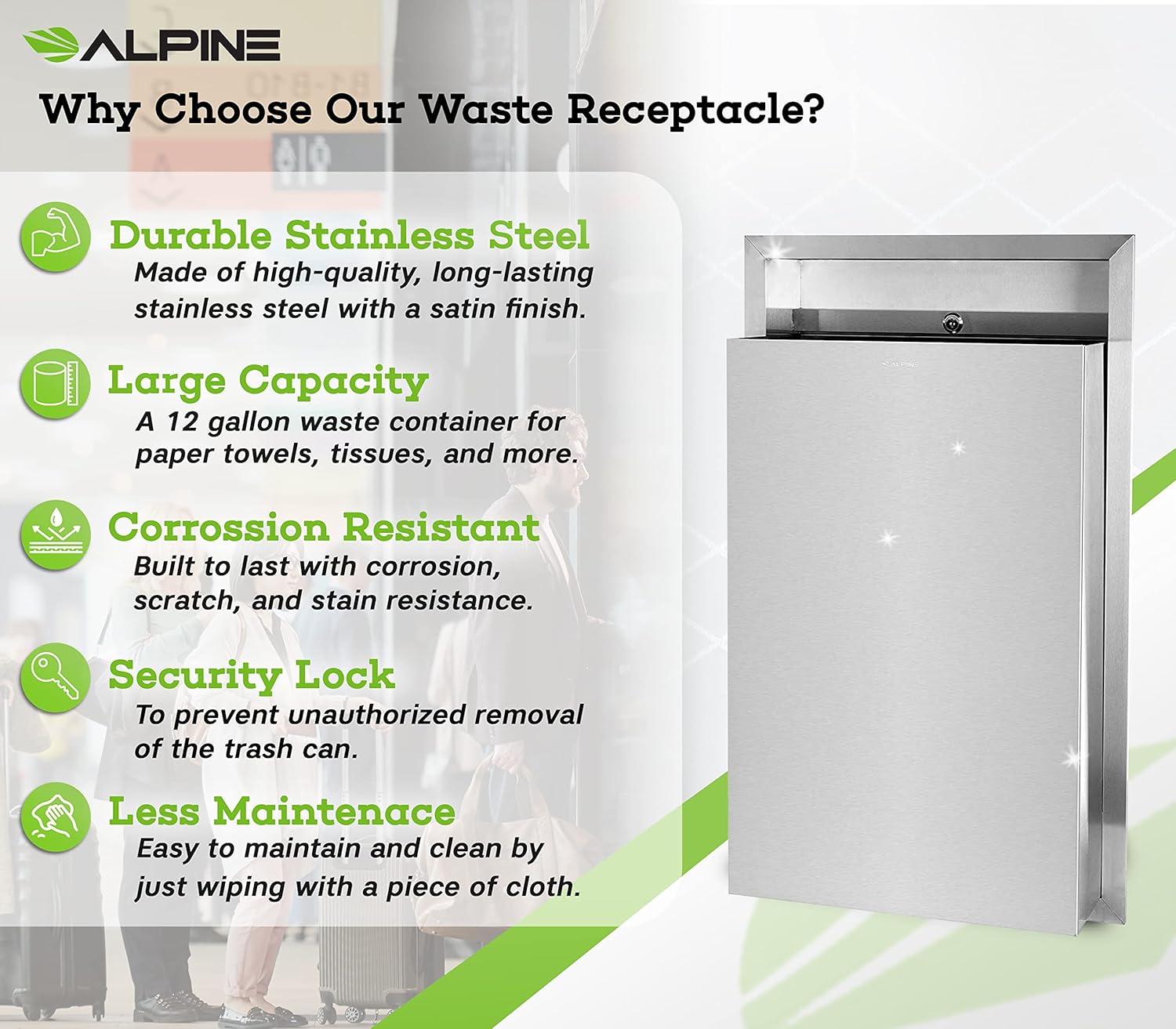 Stainless Steel Recessed Waste Receptacle