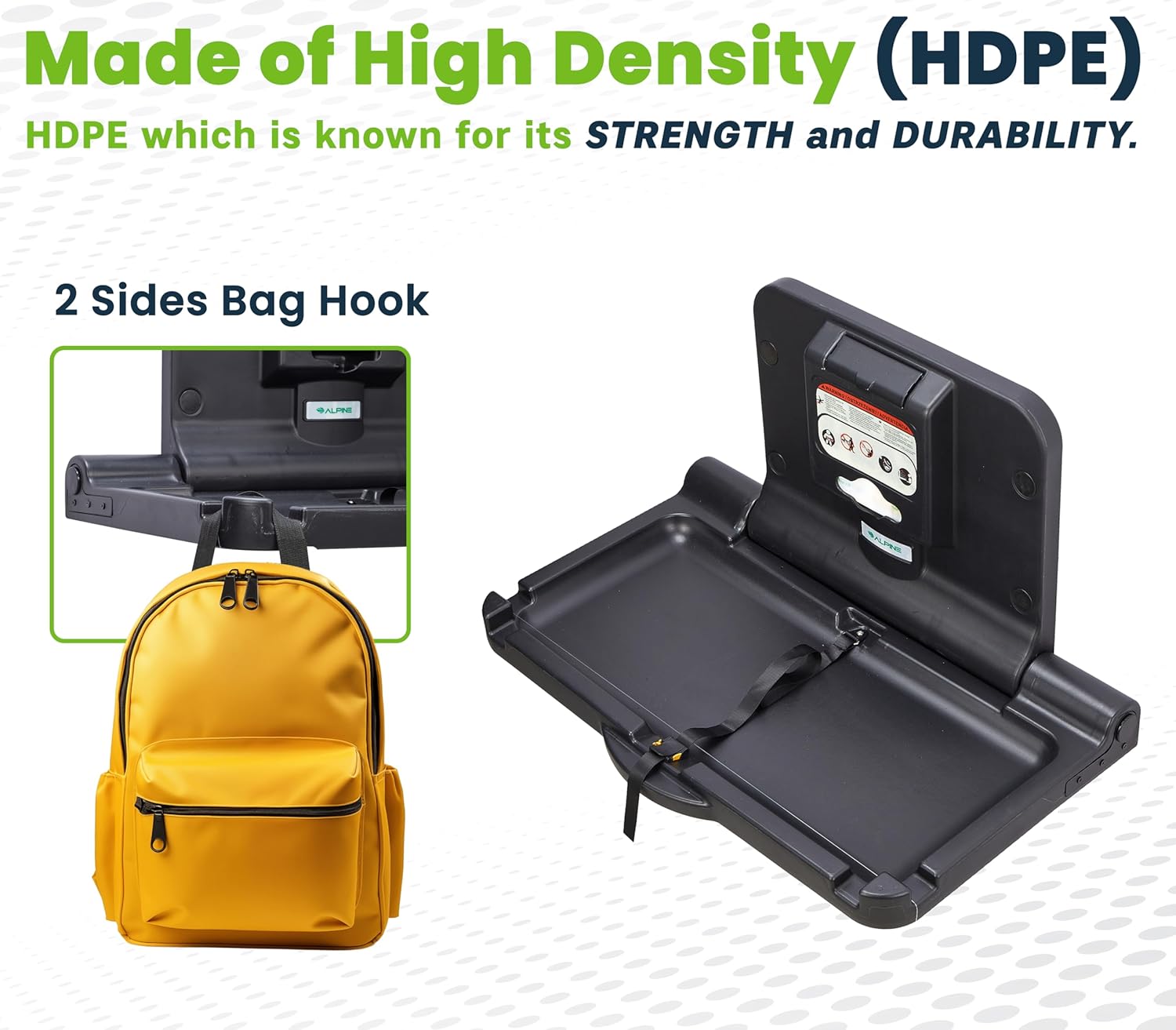 Alpine Industries Black Horizontal Baby Changing Station
