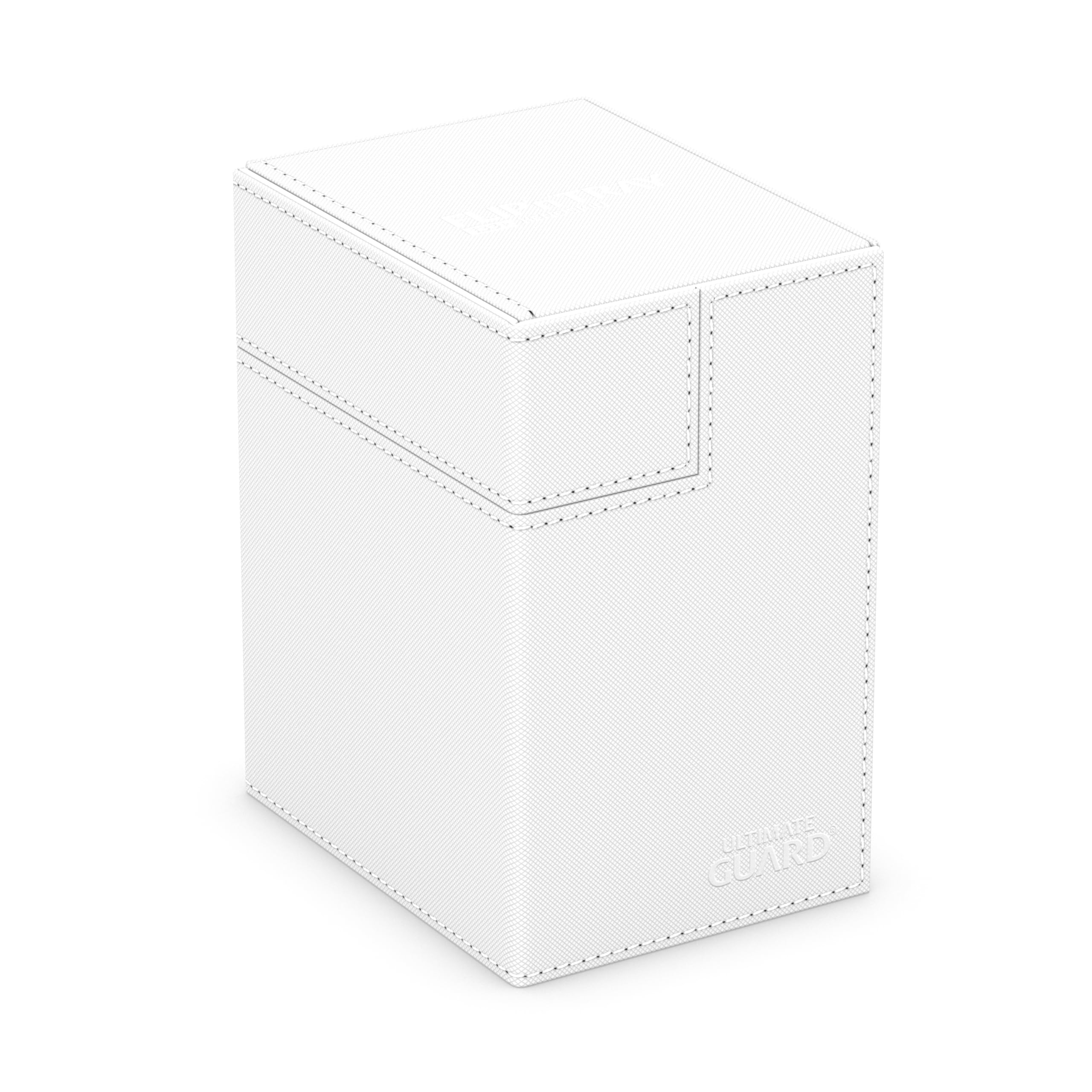 Ultimate Guard Flip'n'Tray 133+, Deck Case for 133 Double-Sleeved TCG Cards + Dice Tray, White, Independent Magnetic Closure & Microfiber Inner Lining
