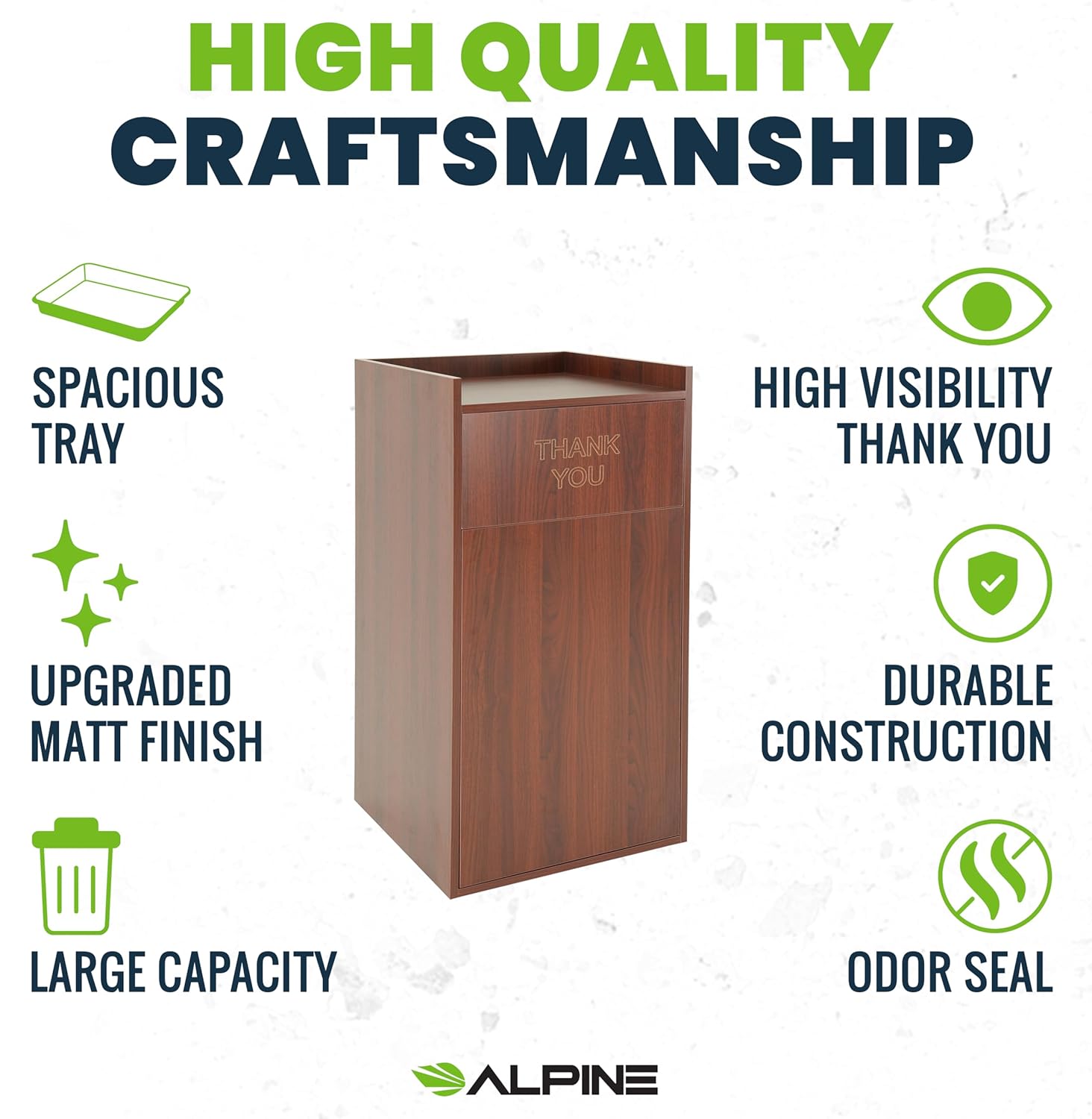 Mahogany 40 Gallon Wood Receptacle Enclosure with Drop Hole and Tray Shelf