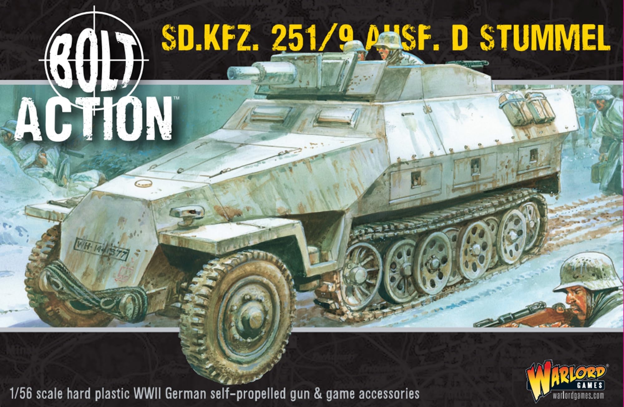 Bolt Action Sd.Kfz 251/9 Ausf D (Stummel) Half Track 1:56 WWII Military Wargaming Plastic Model Kit