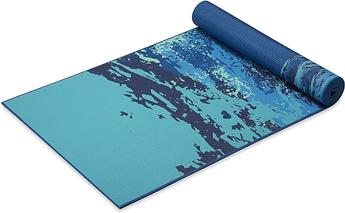 Gaiam Yoga Mat - Premium 6mm Print Extra Thick Non Slip Exercise & Fitness Mat for All Types of Yoga, Pilates & Floor Workouts (68"L x 24"W x 6mm Thick) - Peaceful Waters