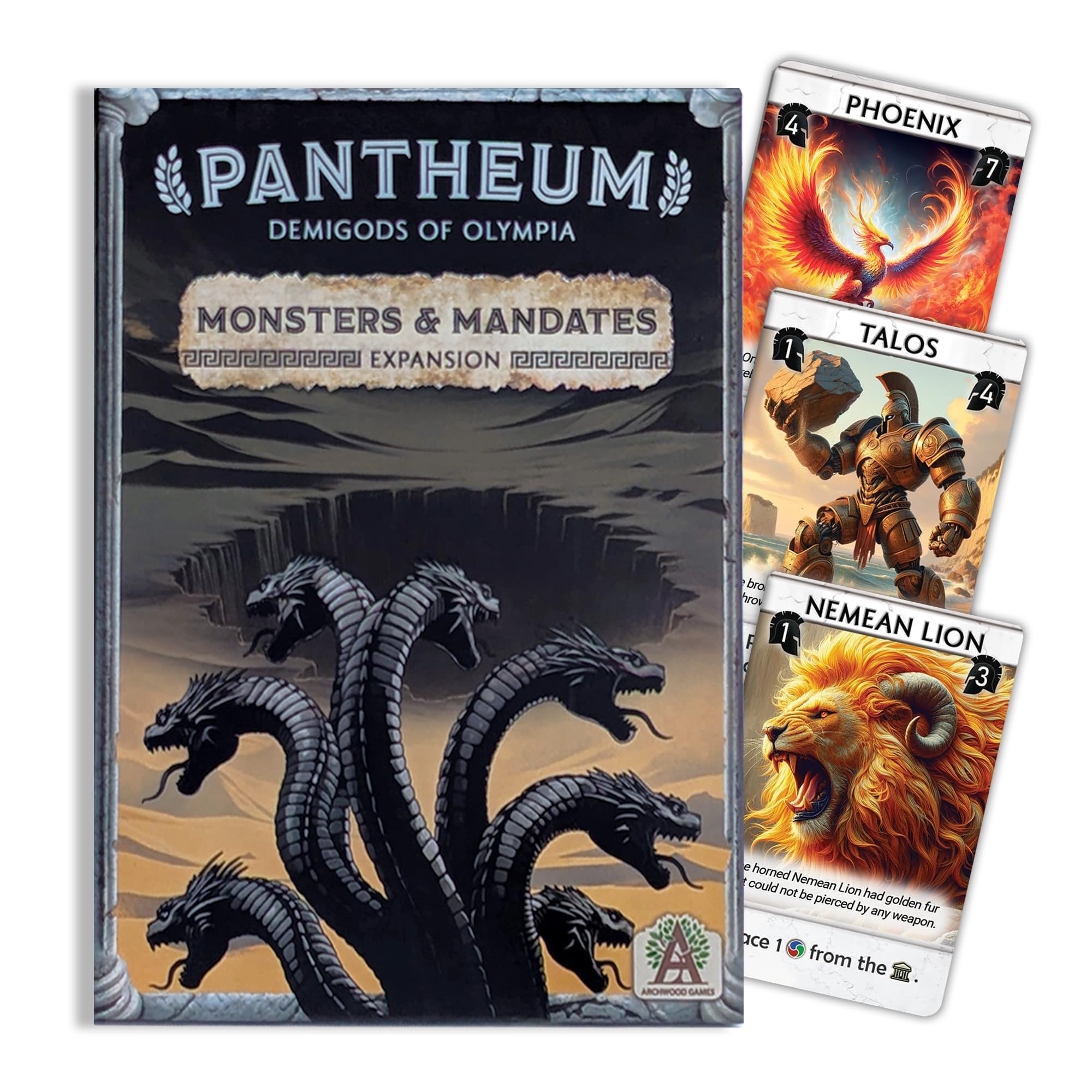 Monsters & Mandates Expansion for Pantheum by Archwood Games | 3 Modular Add-Ons with New Demigods, Monsters & Mandate Missions | Strategy Expansion for Ages 12+ | 1–4 Players | 45–60 Min Playtime