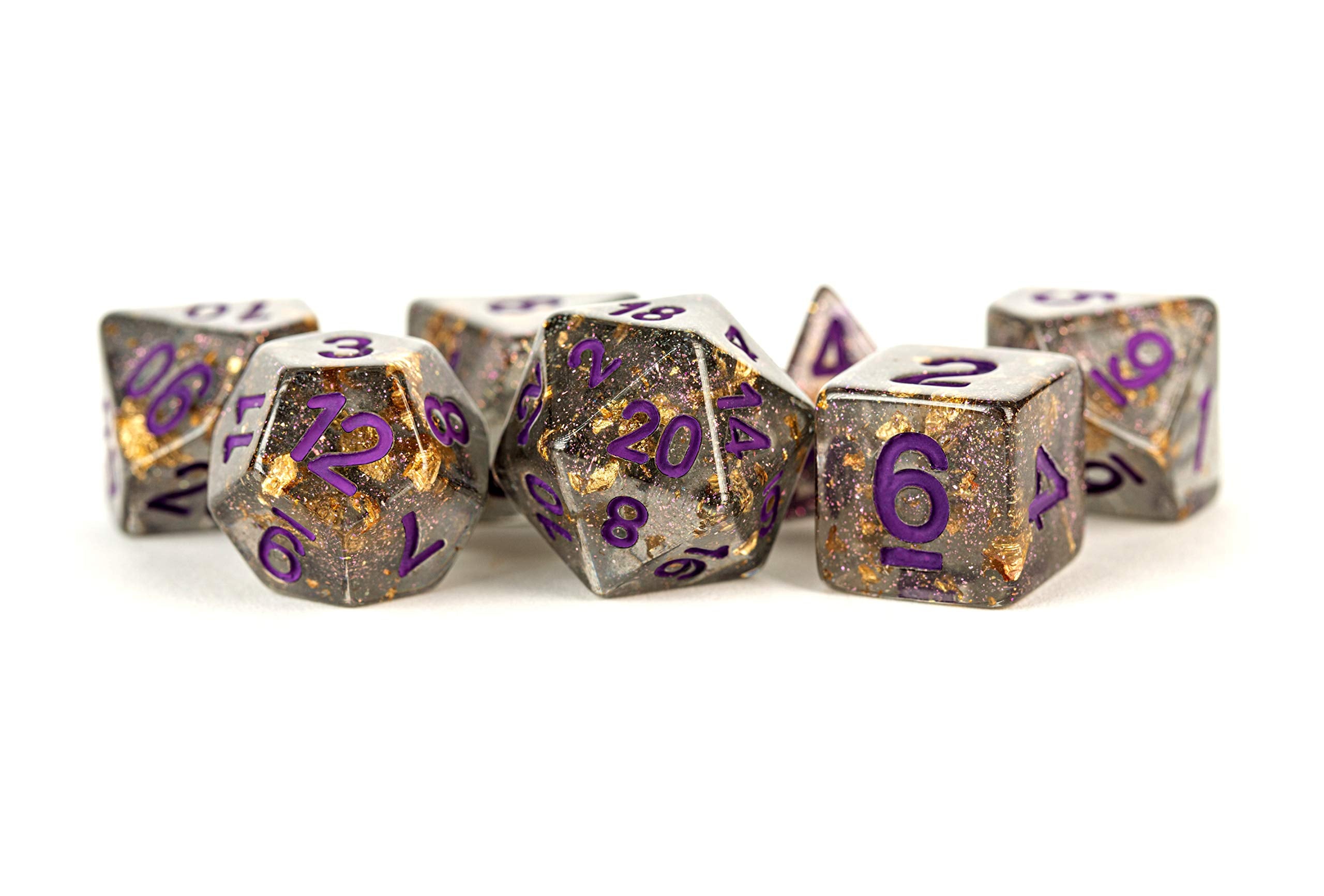 Foil Dice: Gray w/ Gold Foil 16mm Poly Dice Set