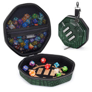 ENHANCE DND Dice Tray and Case - Collector's Edition DND Dice Holder up to 150 D&D Shakers with Hard Shell Exterior and Protective Soft Interior - Rolling Tray Perfect for Game Night (Dragon Green)