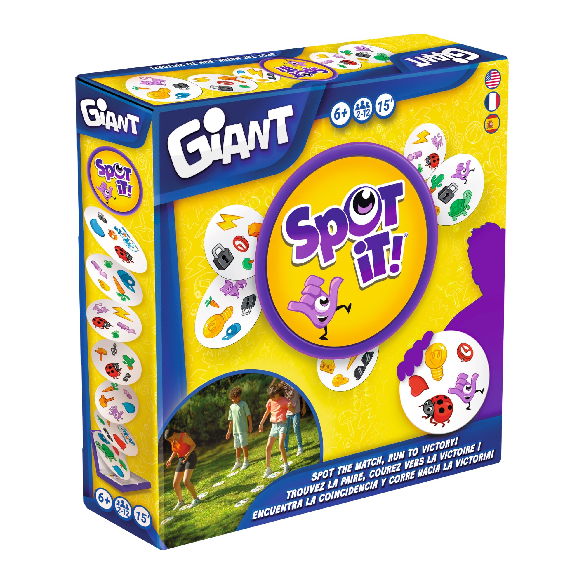 Asmodee Spot It! Giant Card Game - Oversized Matching with 4 Exclusive Mini-Games, Fast-Paced Family Game for Kids & Adults, Ages 6+, 2-12 Players, 15 Minute Playtime, Made by Zygomatic