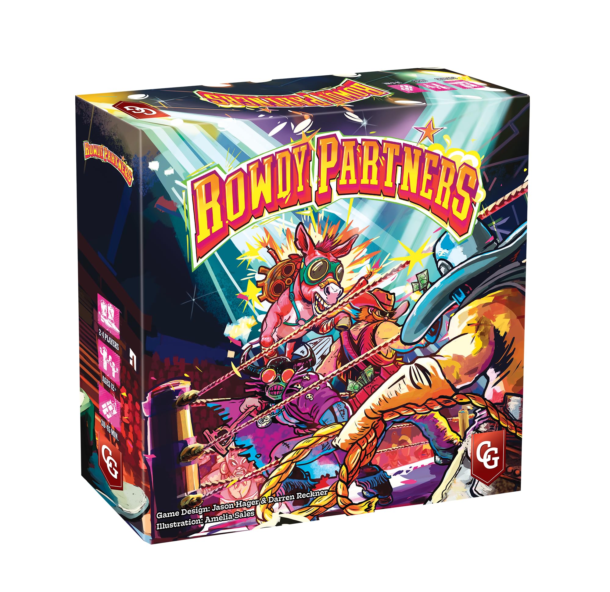 Capstone Games Rowdy Partners - Strategy Card Game for 2-4 Players | 30 Minutes | Fun Family Game Night, Cooperative Wrestling Game, Ideal for Adult and Kids Game Night, Trick Taking Game
