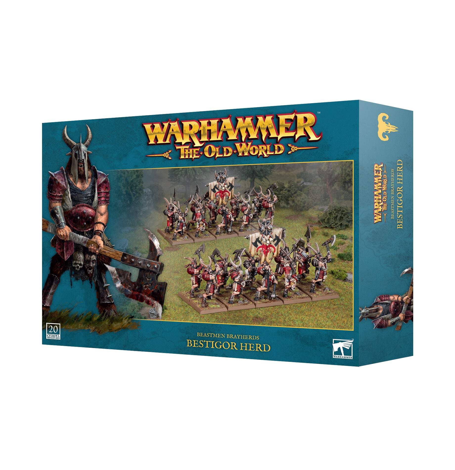 Warhammer The Old World – Bestigors Regiment | 20 Elite Beastmen Miniatures | Heavy Infantry Kit with Custom Options