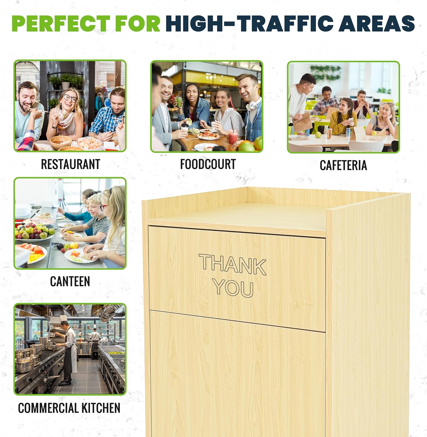 40 Gal. Oak Finish Wood Commercial Tray Top Waste Enclosure Trash Receptacle 2 Pack